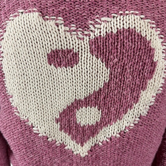 Anthropologie Pilcro Yin Yang Icon Heart Cardigan in Pink Size XS Spring Preppy - Picture 9 of 17